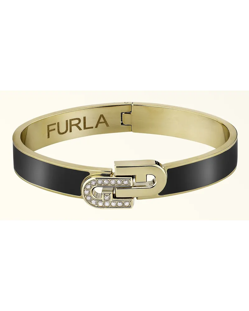 Furla Arch Double Braccialetto Nero Nero Metallo + Smalto + Strass Donna Nero