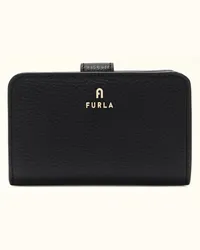 Furla Camelia Portafoglio Compatto Nero Nero Pelle Di Vitello Granata Donna Nero