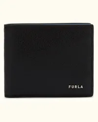 Furla Man Project Portafoglio Bi-fold Nero Nero Pelle Di Vitello Testurizzata Milos + Pelle Di Vitello Lush Uomo Nero