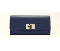 1927 Portafoglio Continental Mediterraneo Blu Pelle Stampata Donna