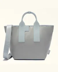 Furla Piuma Borsa Shopping Cenere Grigio Tessuto Di Nylon Color-block Riciclato + Pelle Stampata Donna Grigio