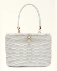 Furla Mionido Borsa Shopping Marshmallow Bianco Nappa Di Pelle Di Vitello Di Lusso Trapuntata Dattero Donna Bianco