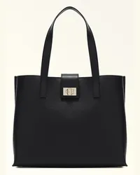 Furla 1927 Borsa Shopping Nero Nero Pelle Di Vitello Granata Donna Nero