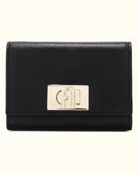 Furla 1927 Portafoglio Compatto Nero Nero Pelle Stampata Donna Nero