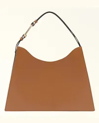 Furla Nuvola Borsa A Spalla Brandy Marrone Pelle Di Vitello Claris Lux Donna Marrone