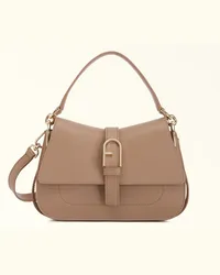 Furla Flow Borsa A Mano Greige Grigio Pelle Di Vitello Claris Lux Donna Grigio