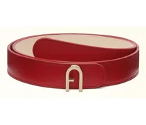 Flow Cintura Reversibile Rosso Veneziano Rosso Pelle Stampata Donna