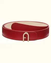 Furla Flow Cintura Reversibile Rosso Veneziano Rosso Pelle Stampata Donna Rosso