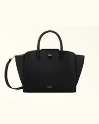 Furla Genesi Borsa Shopping Nero Nero Pelle Di Vitello Morbida + Pelle Di Vitello Granata Donna Nero