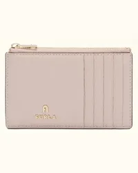 Furla Camelia Porta Carte Di Credito Corolla Rosa Pelle Di Vitello Granata Donna Rosa