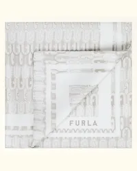 Furla Primula Sciarpa Marshmallow Bianco Twill Di Seta Con Stampa Arco Donna Bianco