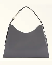 Furla Nuvola Borsa A Spalla Soil Grigio Scuro Pelle Di Vitello Claris Lux Donna Grigio