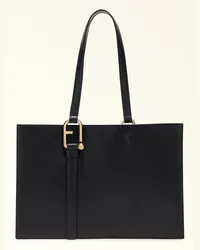 Furla Nuvola Borsa Shopping Nero Nero Pelle Di Vitello Claris Lux Donna Nero