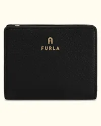 Furla Camelia Portafoglio Compatto Nero Nero Pelle Di Vitello Granata Donna Nero