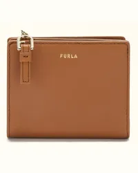 Furla Nuvola Portafoglio Compatto Brandy Marrone Pelle Di Vitello Claris Lux Donna Marrone