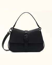 Furla Flow Borsa A Mano Nero Nero Pelle Di Vitello Claris Lux Donna Nero