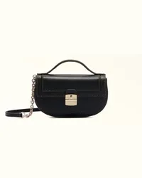 Furla Club 2 Borsa Mini Nero Nero Pelle Di Vitello Morbida + Pelle Di Vitello Granata Donna Nero