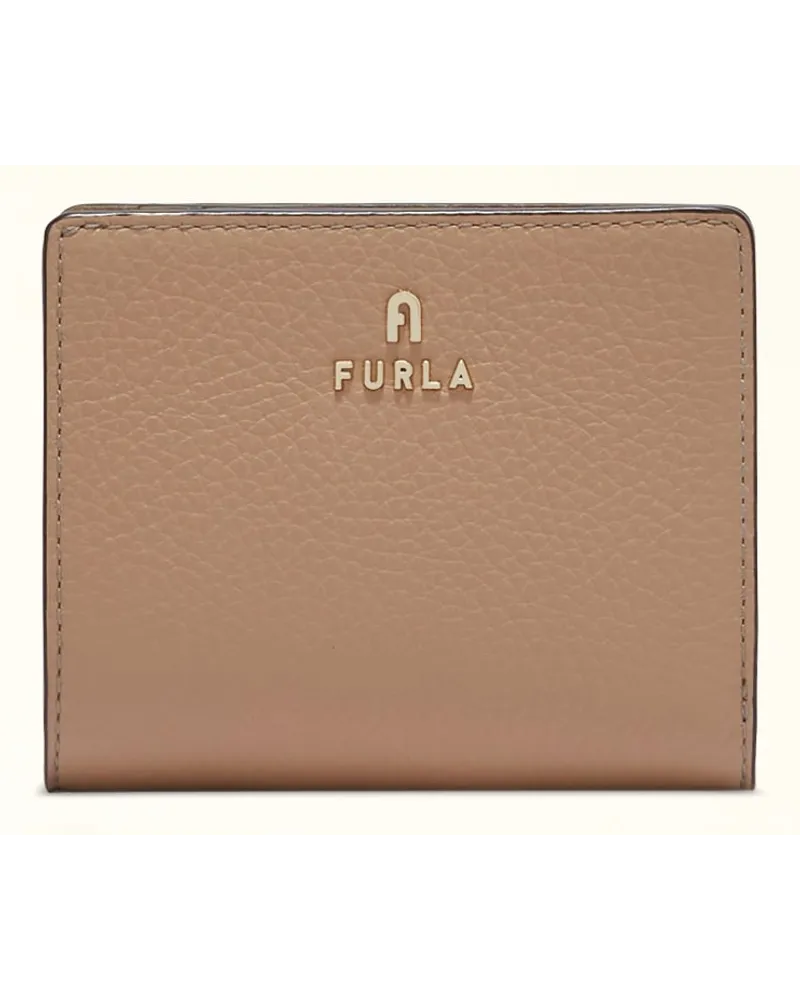 Furla Camelia Portafoglio Compatto Greige Grigio Pelle Di Vitello Granata Donna Grigio