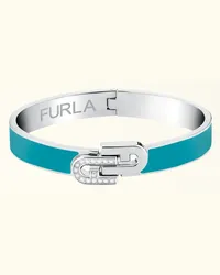 Furla Arch Double Braccialetto Cerulean Blu Metallo + Smalto + Strass Donna Blu