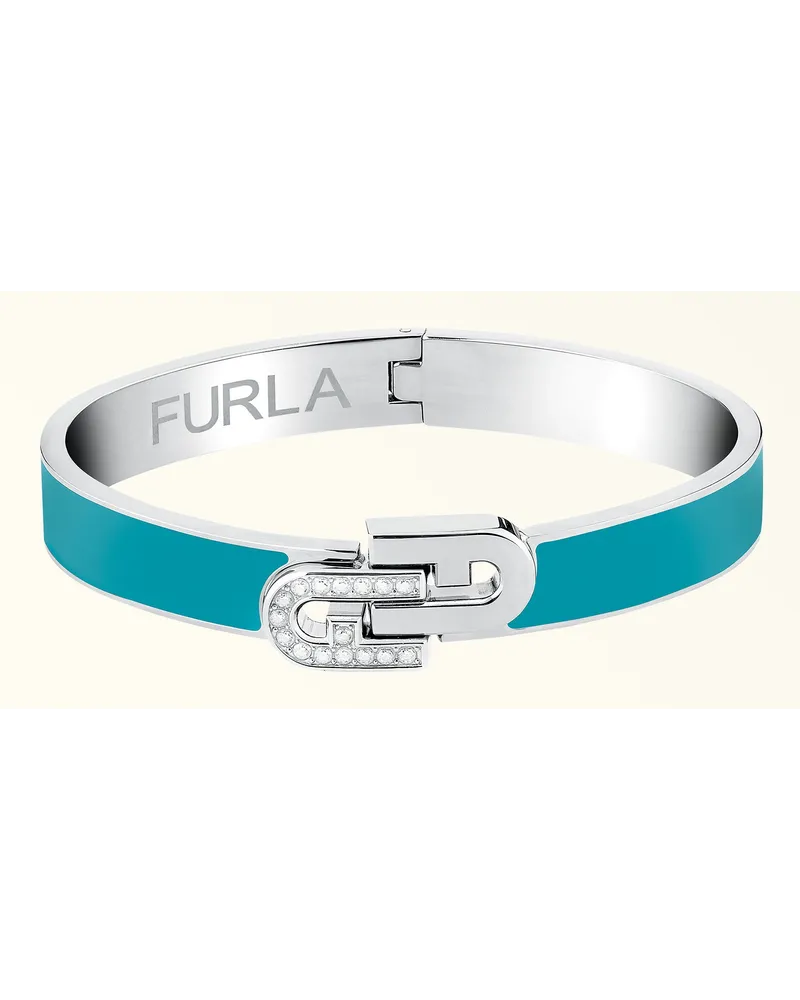 Furla Arch Double Braccialetto Cerulean Blu Metallo + Smalto + Strass Donna Blu