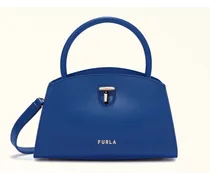 Genesi Borsa Shopping Blu Cobalto Blu Pelle Di Vitello Morbida + Pelle Di Vitello Granata Donna