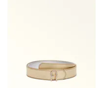 Flow Cintura Reversibile Color Gold Oro Pelle Di Vitello Claris Metallizzata Donna