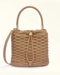 Furla Mionido Borsa A Secchiello Deserto Beige Nappa Di Pelle Di Vitello Di Lusso Trapuntata Dattero Donna Beige