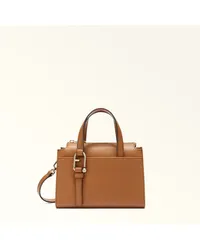 Furla Nuvola Borsa Boston Brandy Marrone Pelle Di Vitello Claris Lux Donna Marrone