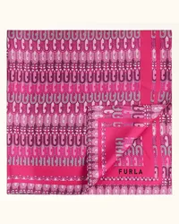 Furla Tortona Sciarpa Pop Pink Fucsia Twill Di Seta Con Stampa Arco Donna Fucsia