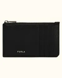 Furla Man Project Porta Carte Di Credito Nero Nero Pelle Di Vitello Testurizzata Milos Uomo Nero