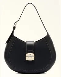 Furla Club 2 Borsa A Spalla Nero Nero Pelle Di Vitello Morbida + Pelle Di Vitello Granata Donna Nero