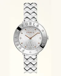 Furla Essential Orologio Con Cassa Tonda Color Argento Argento Metallo + Strass + Strass Donna Argento