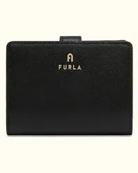 Furla Camelia Portafoglio Compatto Nero Nero Pelle Stampata Donna Nero