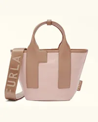 Furla Piuma Borsa Shopping Alba Rosa Tessuto Di Nylon Color-block Riciclato + Pelle Stampata Donna Rosa