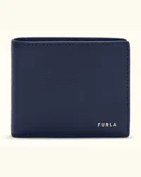 Furla Man Project Portafoglio Bi-fold Mediterraneo Blu Pelle Di Vitello Testurizzata Milos Uomo Blu