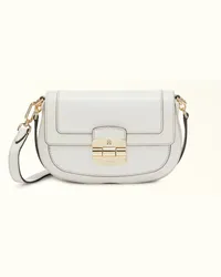 Furla Club 2 Borsa A Tracolla Marshmallow Bianco Pelle Di Vitello Morbida + Pelle Di Vitello Granata Donna Bianco