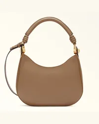 Furla Sfera Borsa A Spalla Deserto Beige Pelle Di Vitello Granata + Pelle Di Vitello Morbida Donna Beige