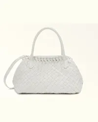 Furla Gerla Borsa Boston Marshmallow Bianco Pelle Nappa Intrecciata Donna Bianco