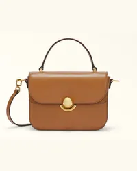 Furla Sfera Borsa A Mano Brandy Marrone Pelle Di Vitello Morbida + Camoscio Donna Marrone