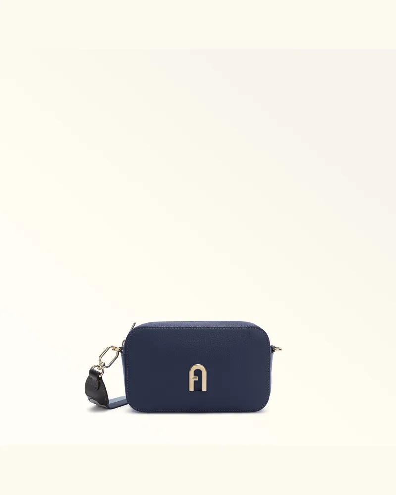 Furla Primula Borsa A Tracolla Mediterraneo Blu Pelle Di Vitello Granata + Nastro Logato Donna Blu