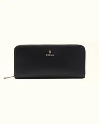 Furla Camelia Zip Around Nero Nero Pelle Stampata Donna Nero