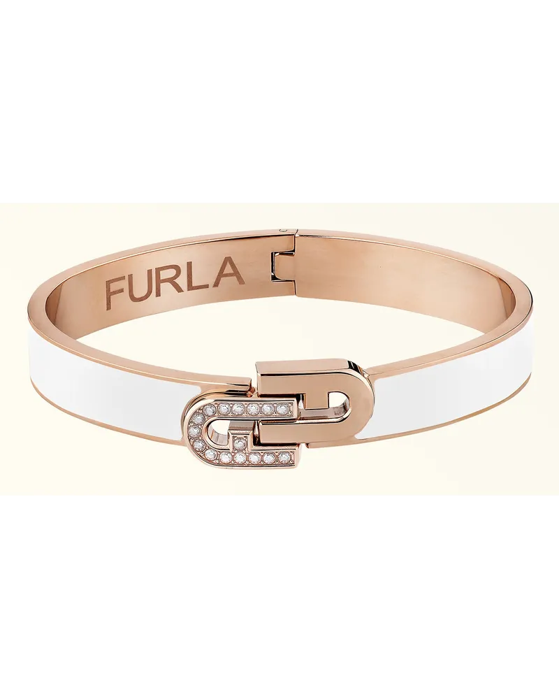 Furla Arch Double Braccialetto Talco H Bianco Metallo + Smalto + Strass Donna Bianco