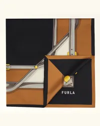 Furla Tortona Sciarpa Brandy Marrone Twill Di Seta St. Charms Donna Marrone