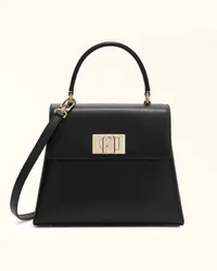 Furla 1927 Borsa A Mano Nero Nero Pelle Stampata Donna Nero