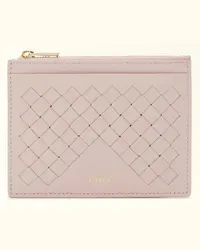 Furla Gerla Porta Carte Di Credito Corolla Rosa Pelle Nappa Intrecciata + Pelle Nappa Donna Rosa