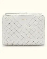 Furla Gerla Portafoglio Compatto Marshmallow Bianco Pelle Nappa Intrecciata Donna Bianco