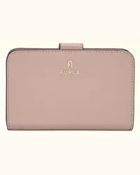 Furla Camelia Portafoglio Compatto Corolla Rosa Pelle Di Vitello Granata Donna Rosa