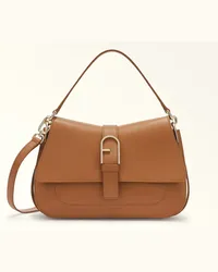 Furla Flow Borsa A Mano Brandy Marrone Pelle Di Vitello Claris Lux Donna Marrone