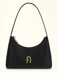 Furla Diamante Borsa A Spalla Nero Nero Pelle Di Vitello Morbida Donna Nero