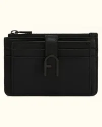 Furla Flow Porta Carte Di Credito Nero Nero Pelle Di Vitello Claris Lux Donna Nero